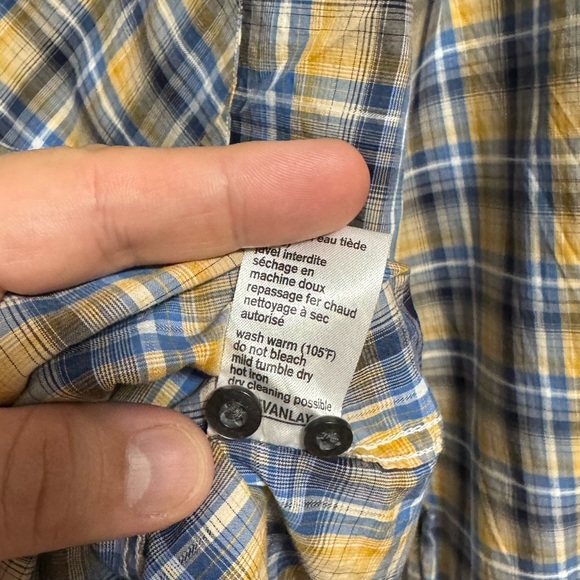 LACOSTE Men's Long Sleeve Button Down Plaid Modern Fit Shirt, Yellow/ Blue - XL - Picture 7 of 10